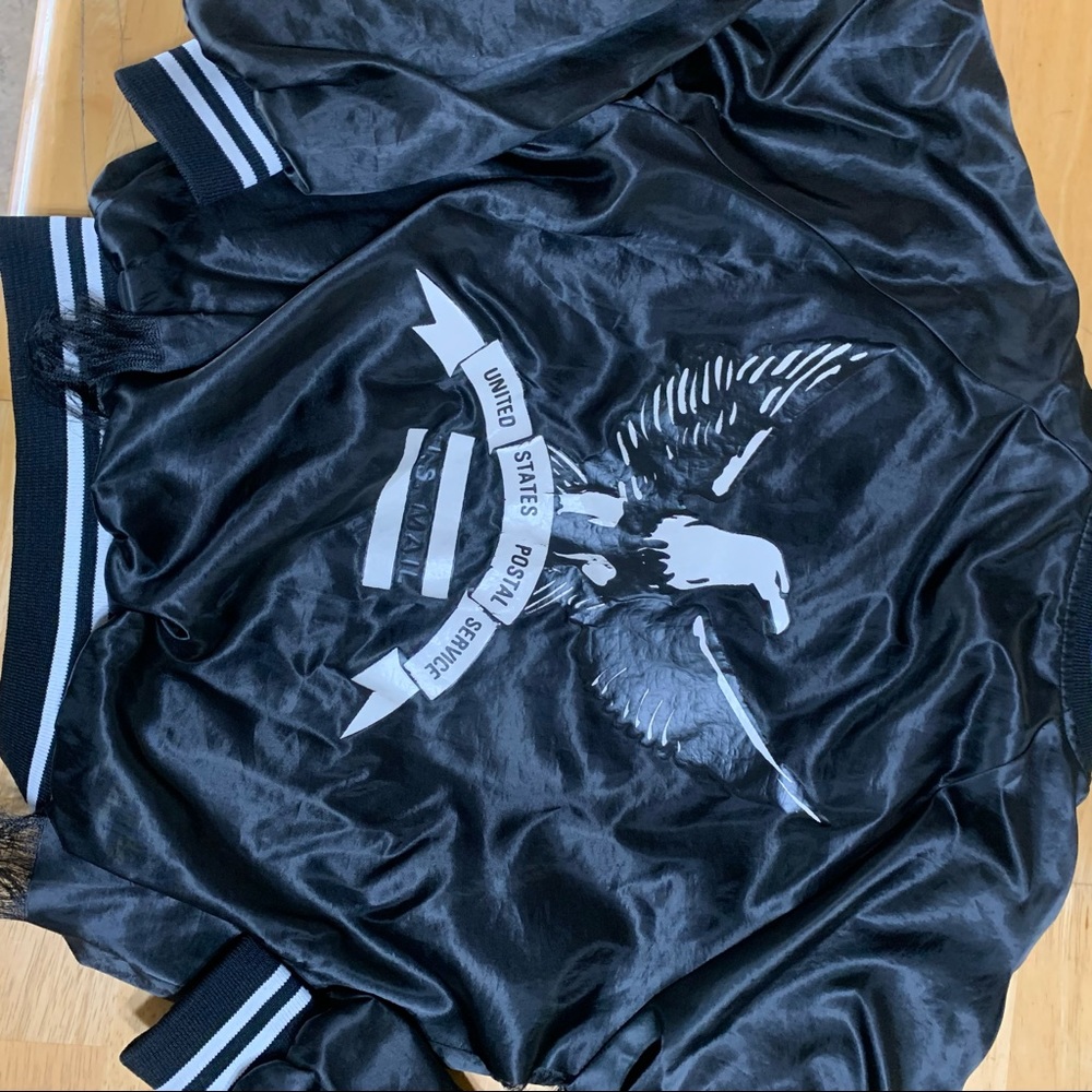 VTG USPS M Post Office Employee Black Nylon Jacket